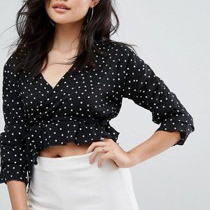 pretty little thing polka dot wrap top